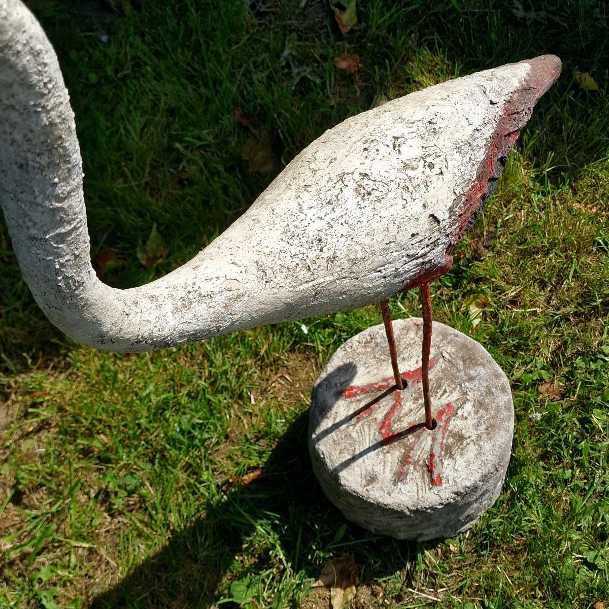 Grand flamant rose en pierre reconstituée-photo-3
