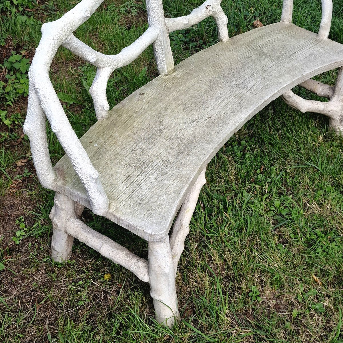 Banc de jardin incurvé en faux bois-photo-4
