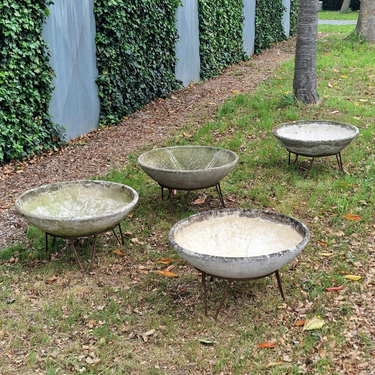 4 jardinières Willy Guhl sur pied