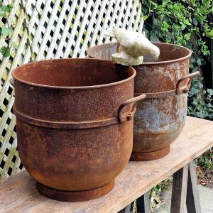 Pair Of Large Iron Containers/planters