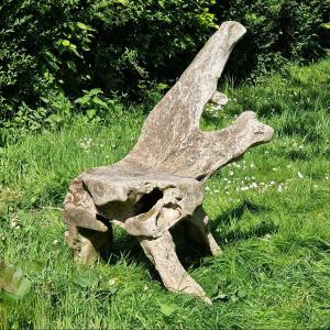 Chaise en bois primitive