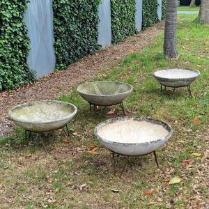 4 jardinières Willy Guhl sur pied
