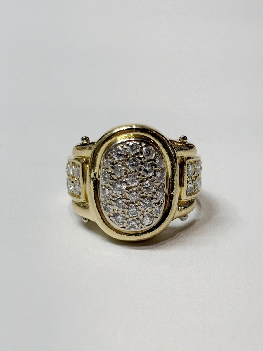 Bague pavée diamants en or