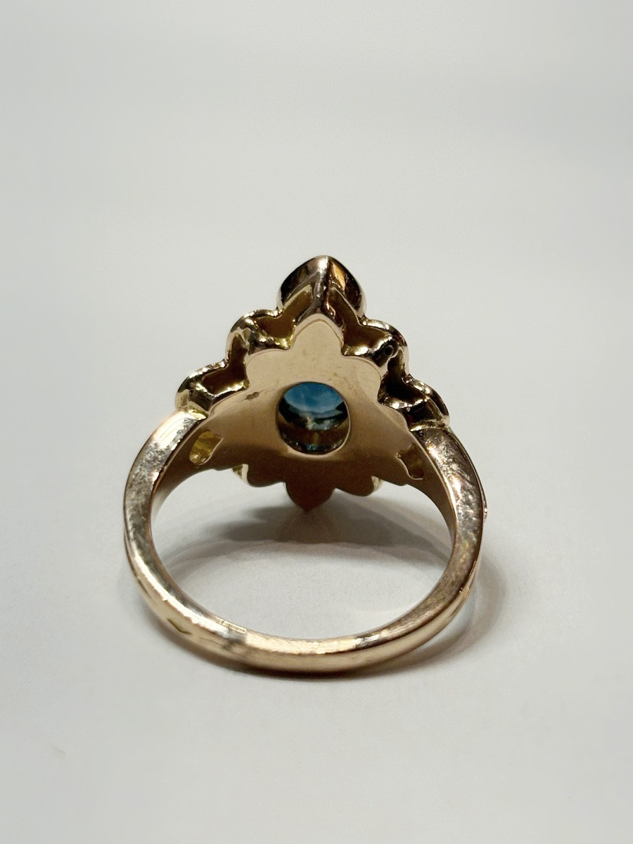 Eye Or Almond Ring In Gold With Diamonds And Sapphire-photo-4