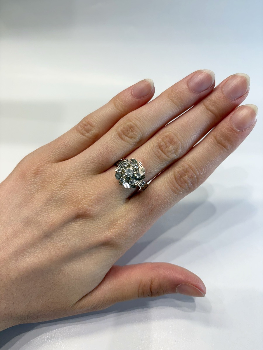 1950s Gold Flower Ring-photo-4