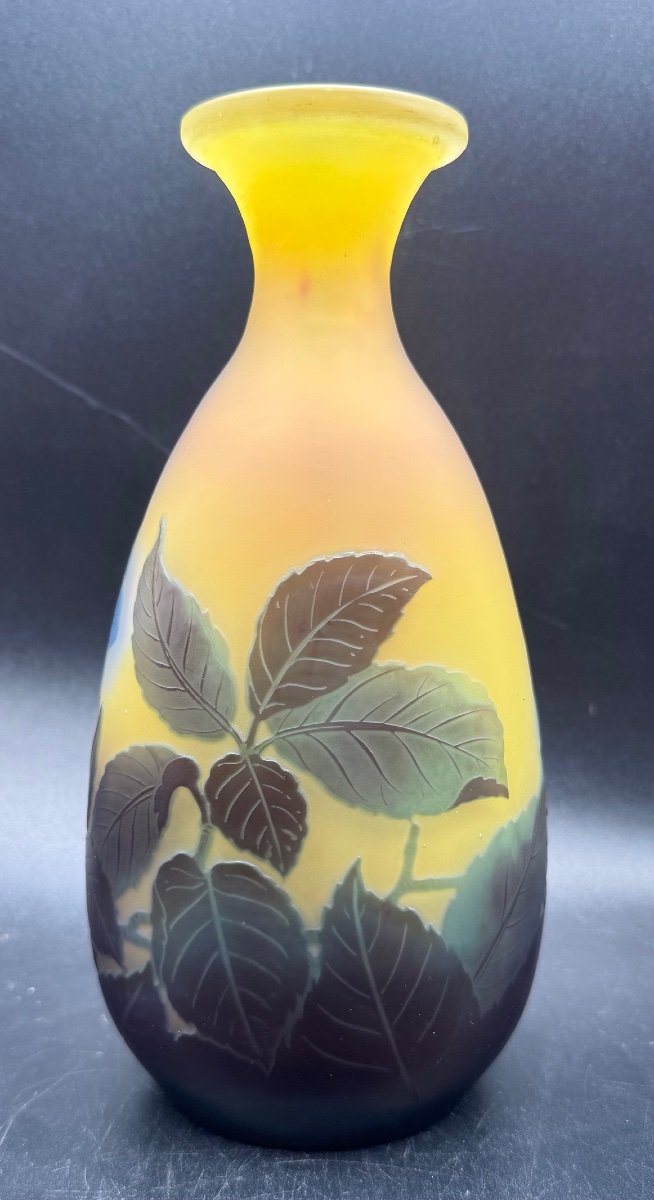 émile Gallé, Nancy - Vase With Blue Floral Design-photo-2