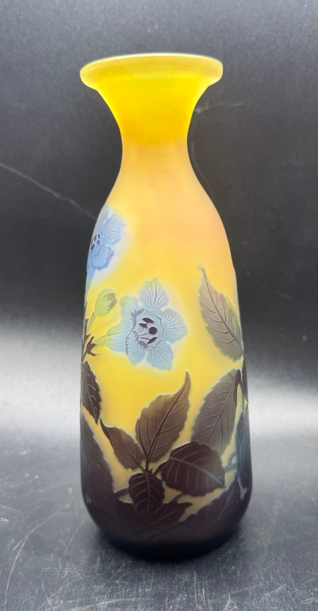émile Gallé, Nancy - Vase With Blue Floral Design-photo-3