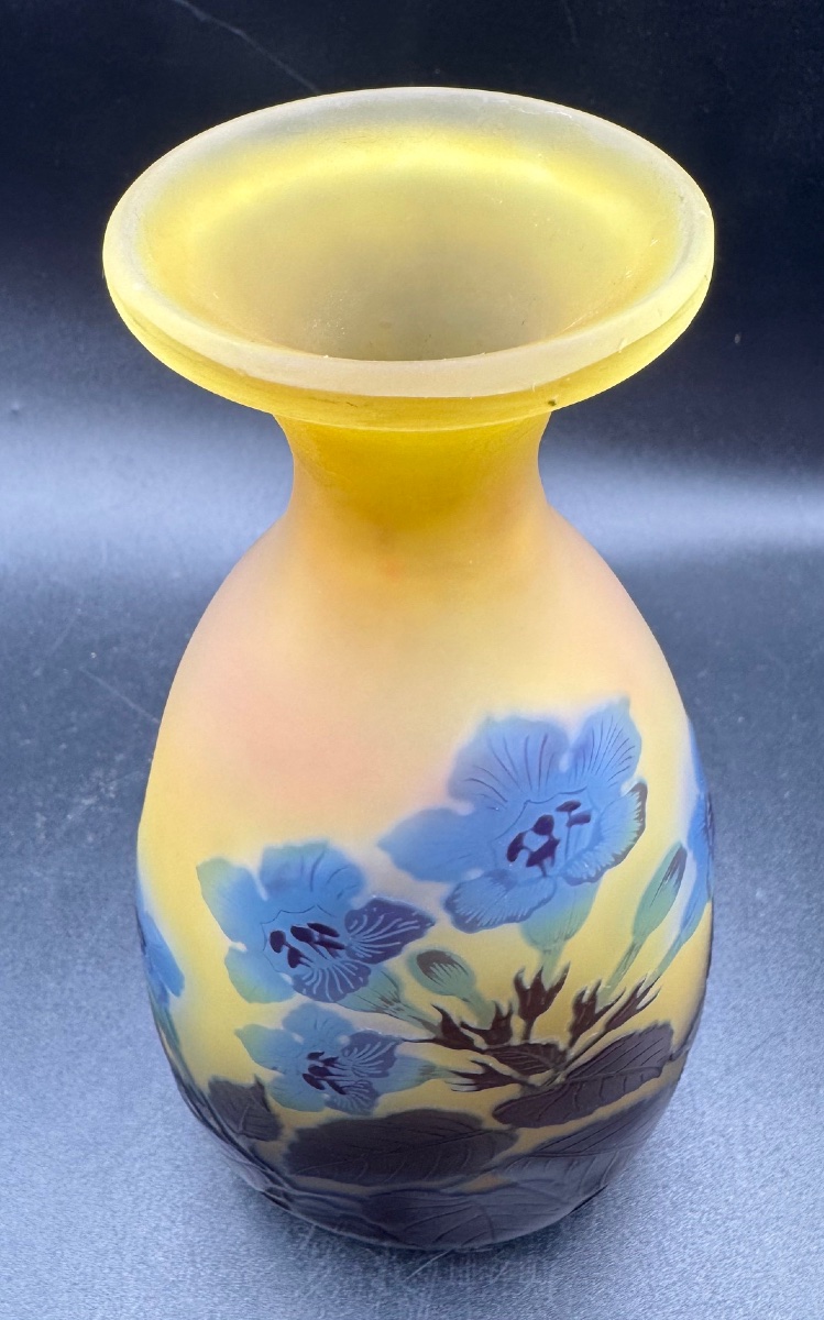 émile Gallé, Nancy - Vase With Blue Floral Design-photo-3