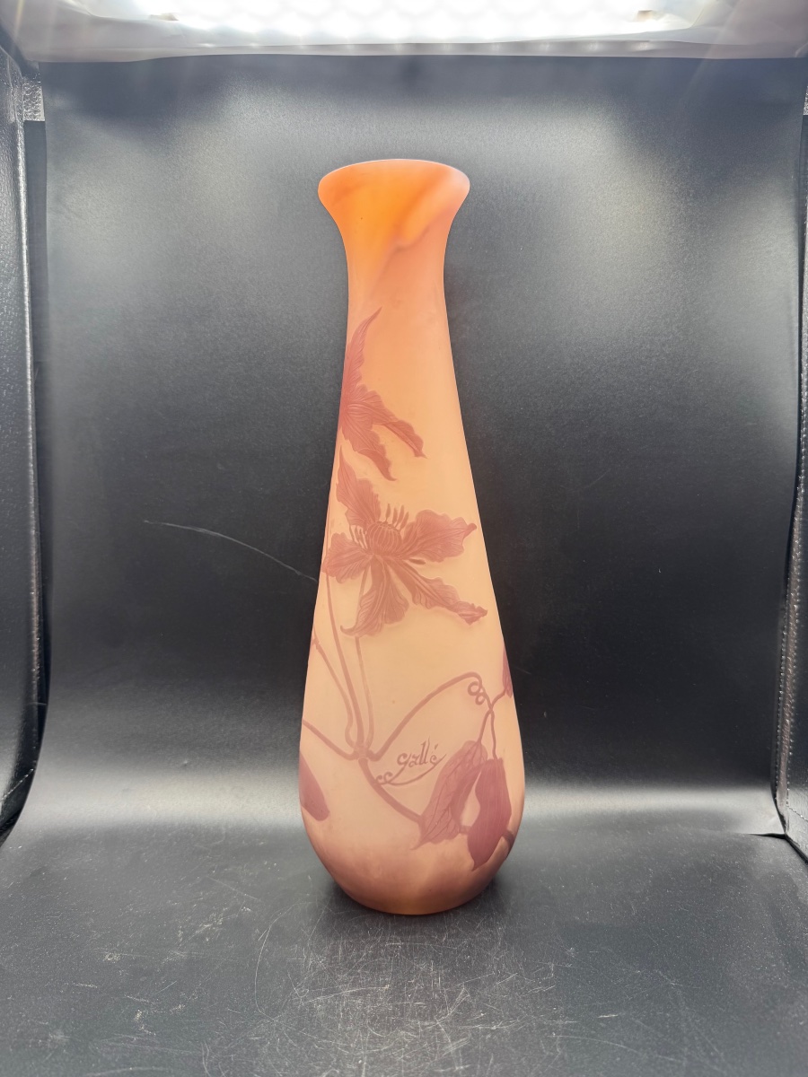 Émile Gallé Nancy - Vase art nouveau à décor floral-photo-2
