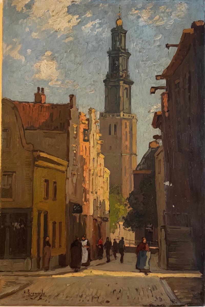 Herman BOGMAN (1890 - 1975) Vue d'Amsterdam - Maison Anne Frank-photo-2