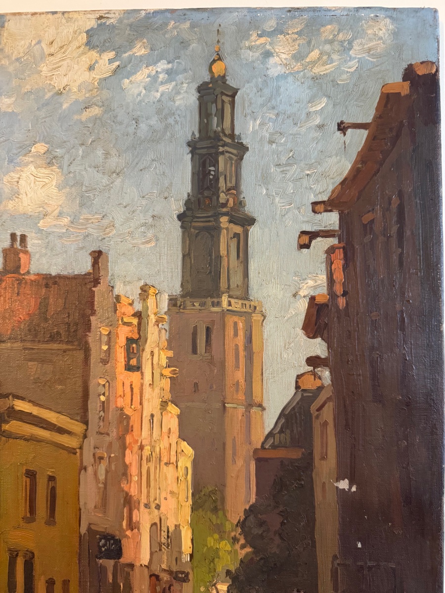 Herman BOGMAN (1890 - 1975) Vue d'Amsterdam - Maison Anne Frank-photo-1