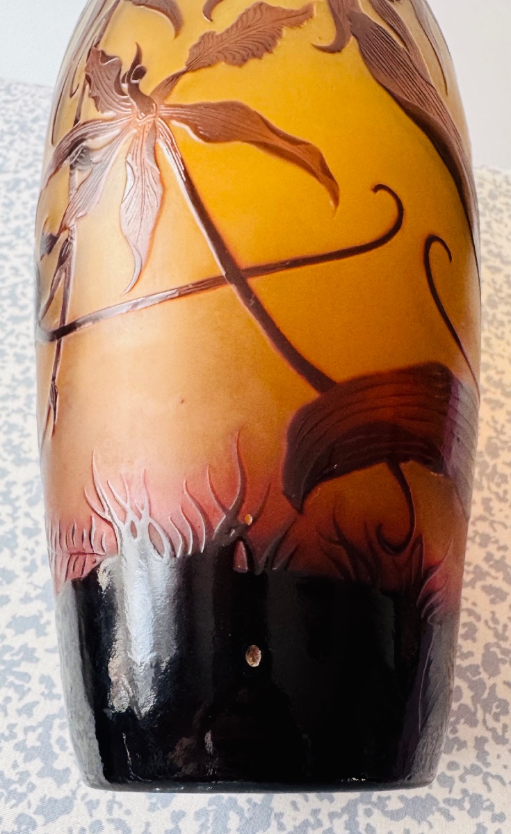D'Argental - ST LOUIS - Vase Art nouveau à décor d'orchidées-photo-3