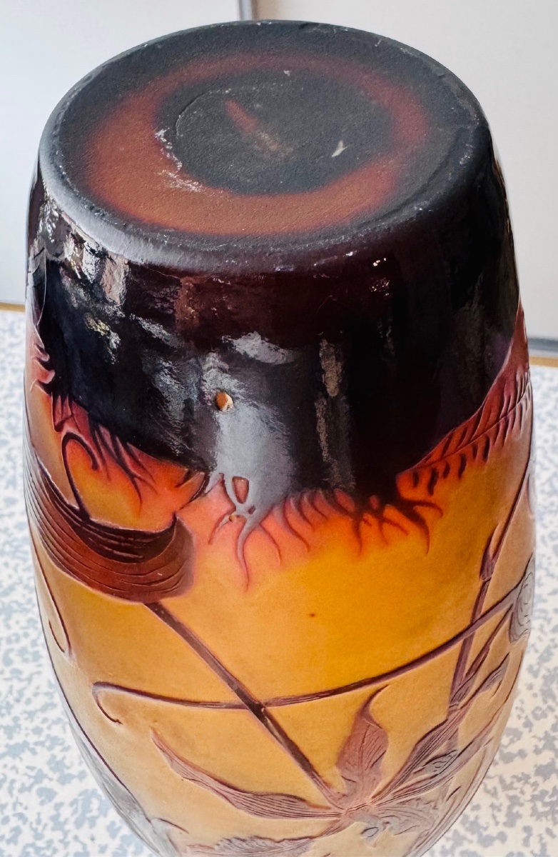 D'Argental - ST LOUIS - Vase Art nouveau à décor d'orchidées-photo-4