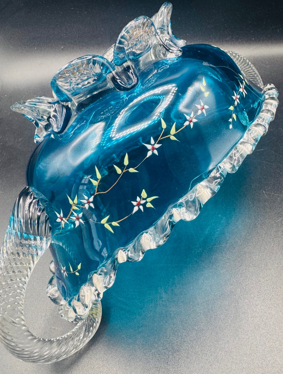 Auguste JEAN - Jardinière d'époque Art Nouveau en verre émaillé-photo-5