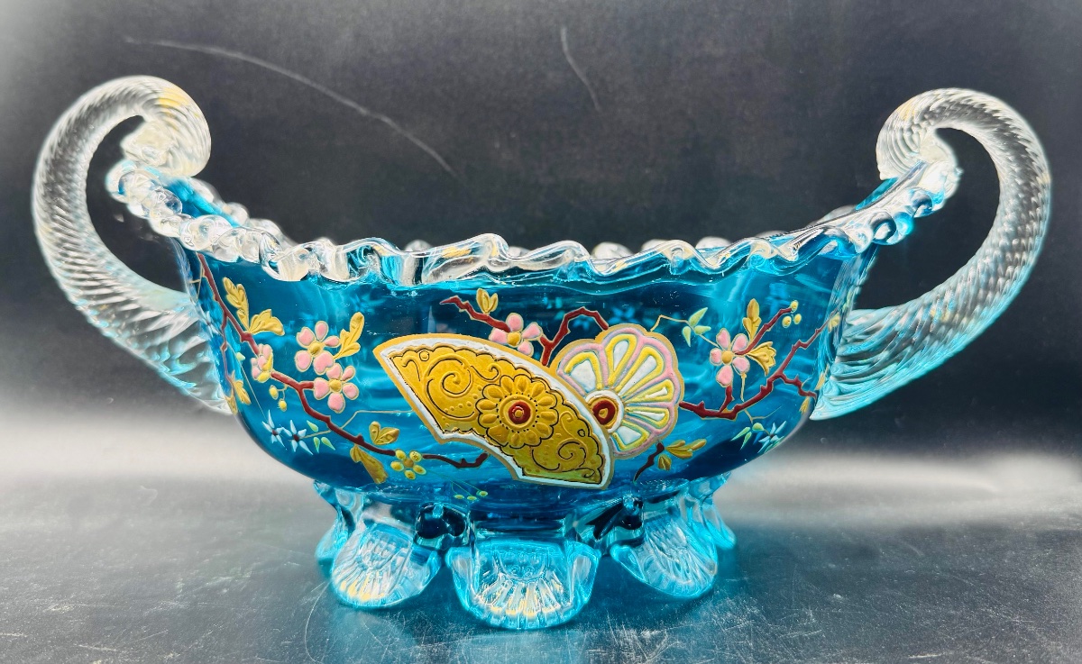 Auguste JEAN - Jardinière d'époque Art Nouveau en verre émaillé