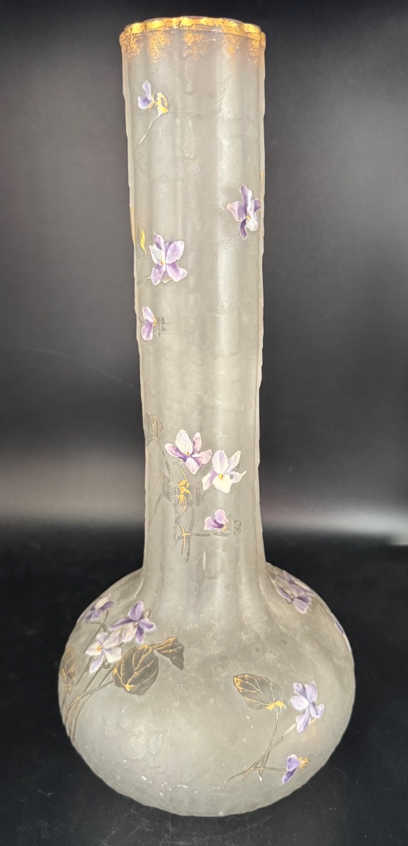 MONTJOYE ST DENIS - Grand vase à décor de violettes-photo-2