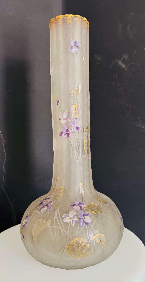 MONTJOYE ST DENIS - Grand vase à décor de violettes-photo-3