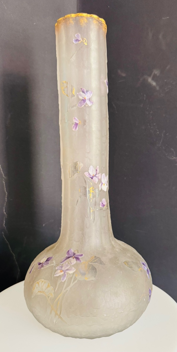 MONTJOYE ST DENIS - Grand vase à décor de violettes-photo-4