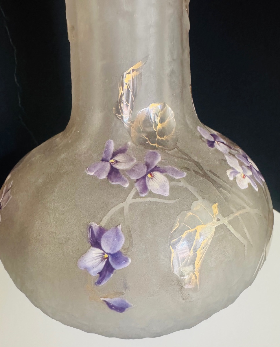 MONTJOYE ST DENIS - Grand vase à décor de violettes-photo-1