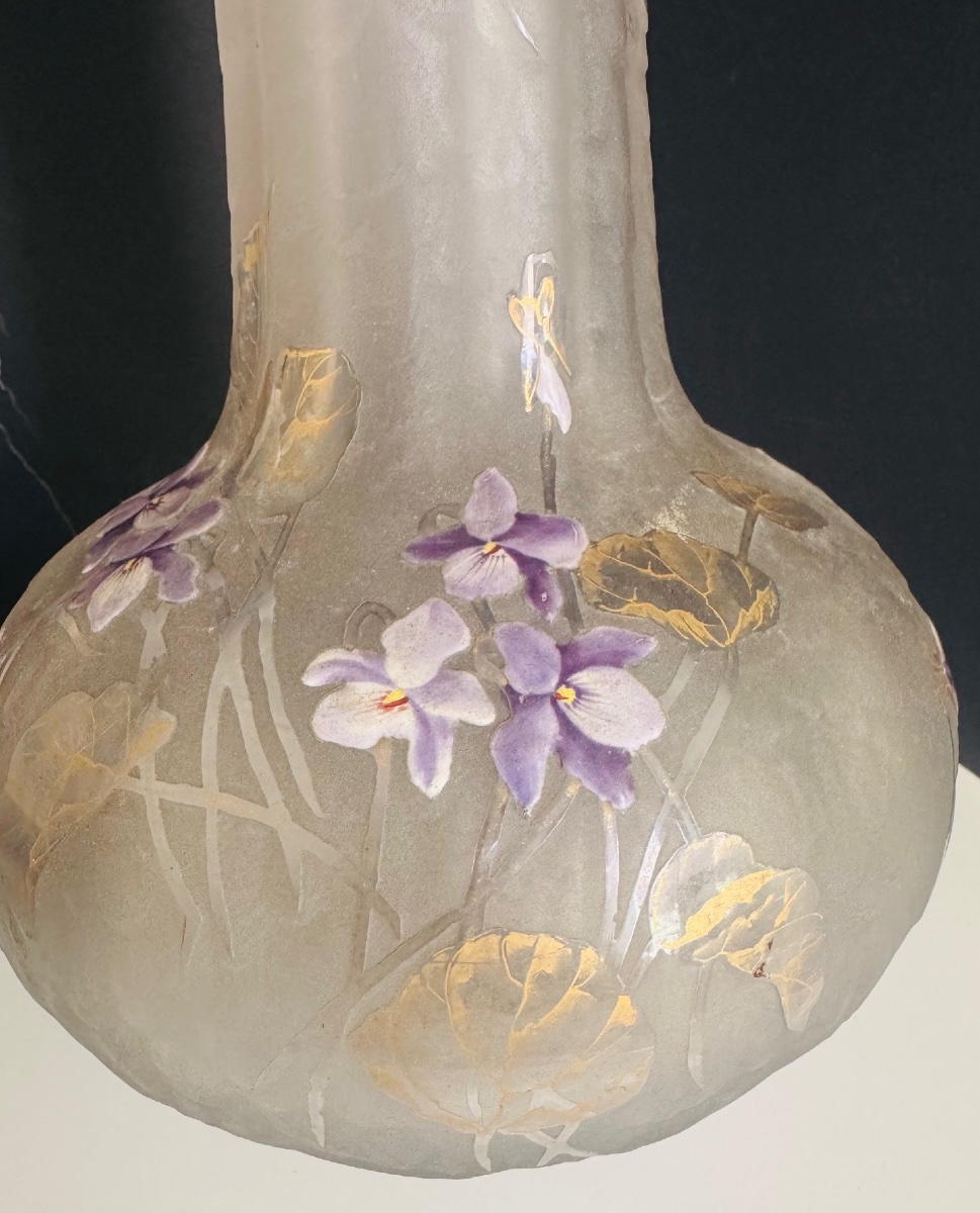 MONTJOYE ST DENIS - Grand vase à décor de violettes-photo-2