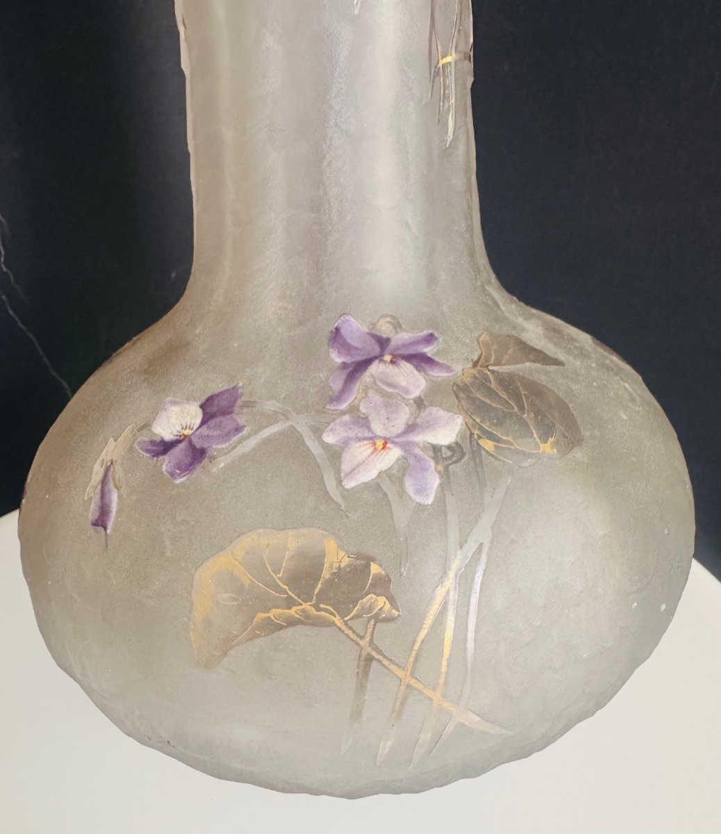 MONTJOYE ST DENIS - Grand vase à décor de violettes-photo-3
