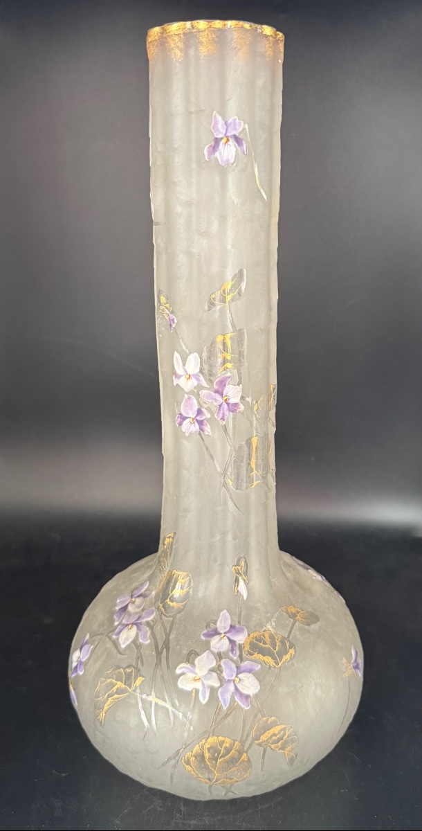 MONTJOYE ST DENIS - Grand vase à décor de violettes