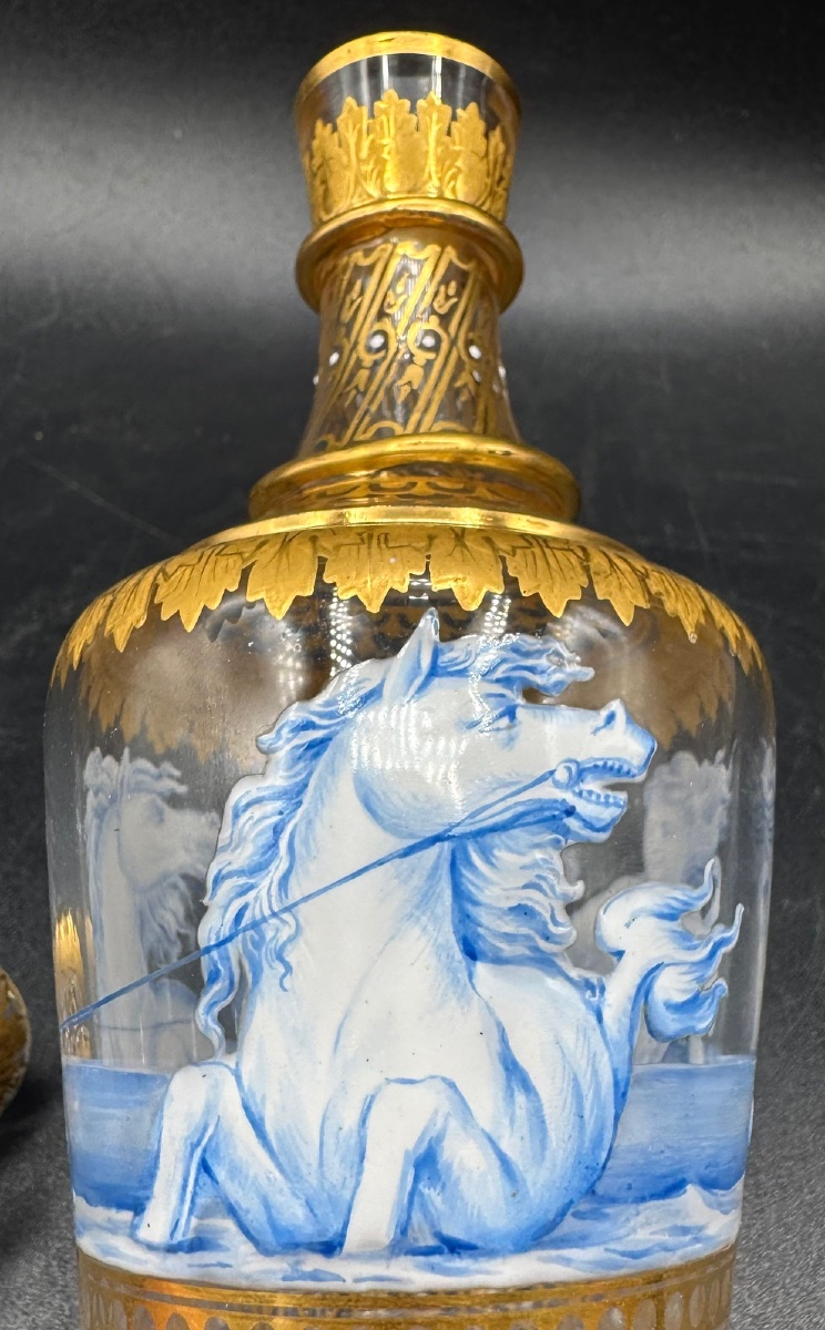 Josef &amp; Ludwig Lobmeyr - Enameled And Gilded Glass Bottle, Decorated With A Mermaid And Seahorses-photo-3