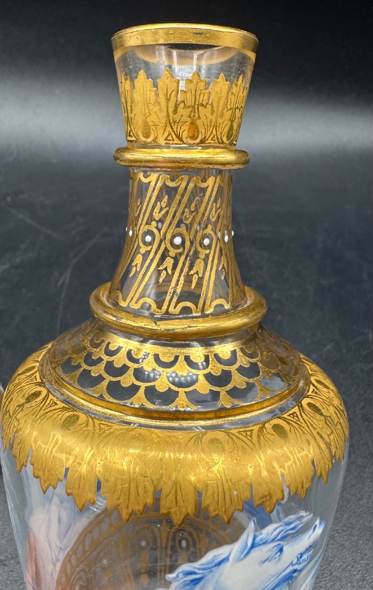 Josef &amp; Ludwig Lobmeyr - Enameled And Gilded Glass Bottle, Decorated With A Mermaid And Seahorses-photo-4