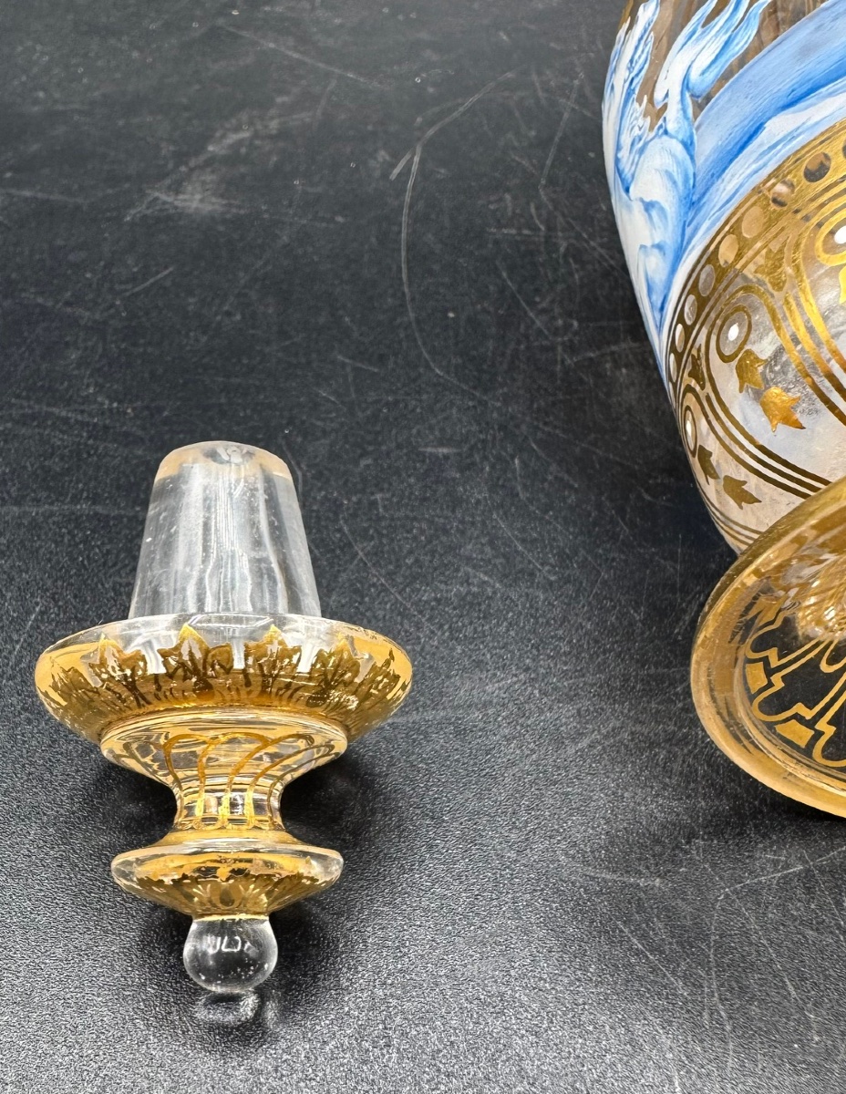 Josef &amp; Ludwig Lobmeyr - Enameled And Gilded Glass Bottle, Decorated With A Mermaid And Seahorses-photo-5