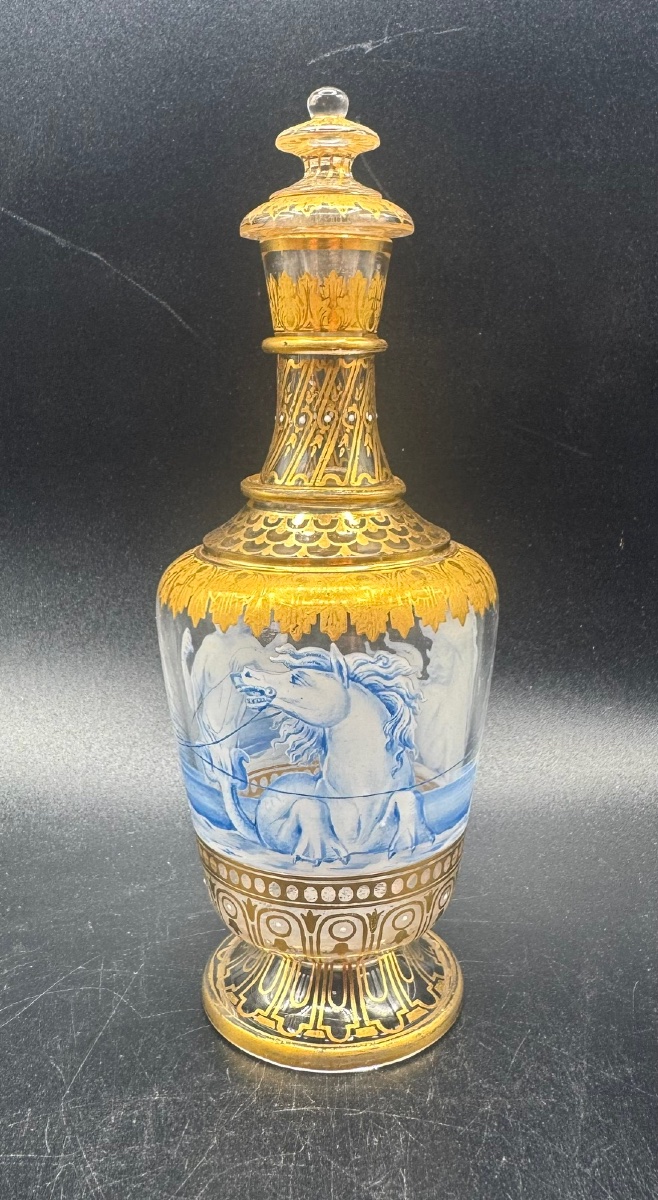 Josef &amp; Ludwig Lobmeyr - Enameled And Gilded Glass Bottle, Decorated With A Mermaid And Seahorses
