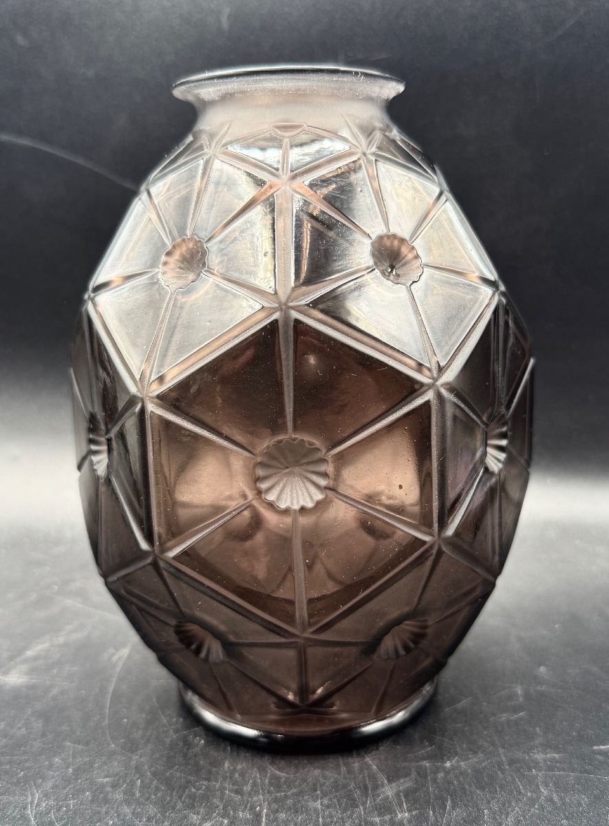 Henri DIEUPART - Vase Art déco en verre moulé pressé-photo-2