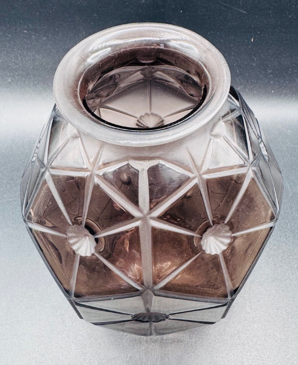 Henri DIEUPART - Vase Art déco en verre moulé pressé-photo-3