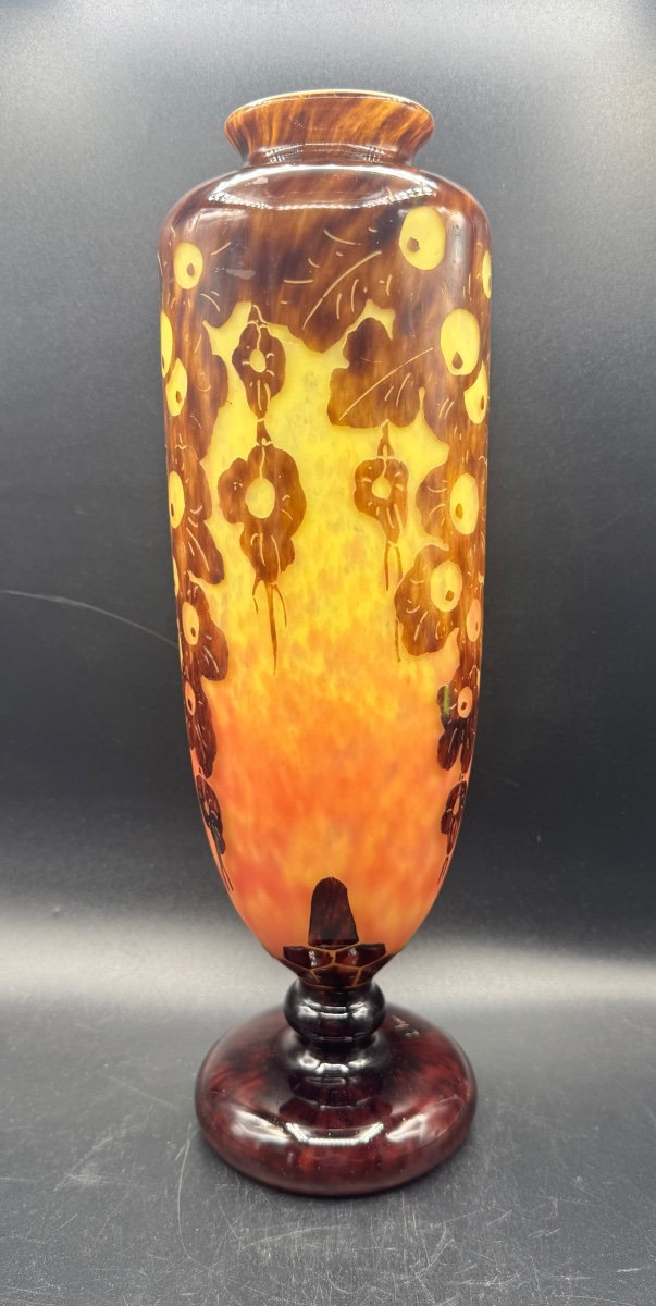 Charles SCHNEIDER - Le Verre Français - Grand vase à décor de feuilles de chêne-photo-2