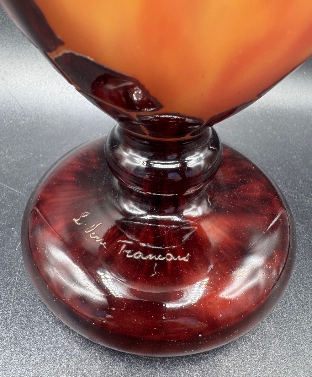 Charles SCHNEIDER - Le Verre Français - Grand vase à décor de feuilles de chêne-photo-1