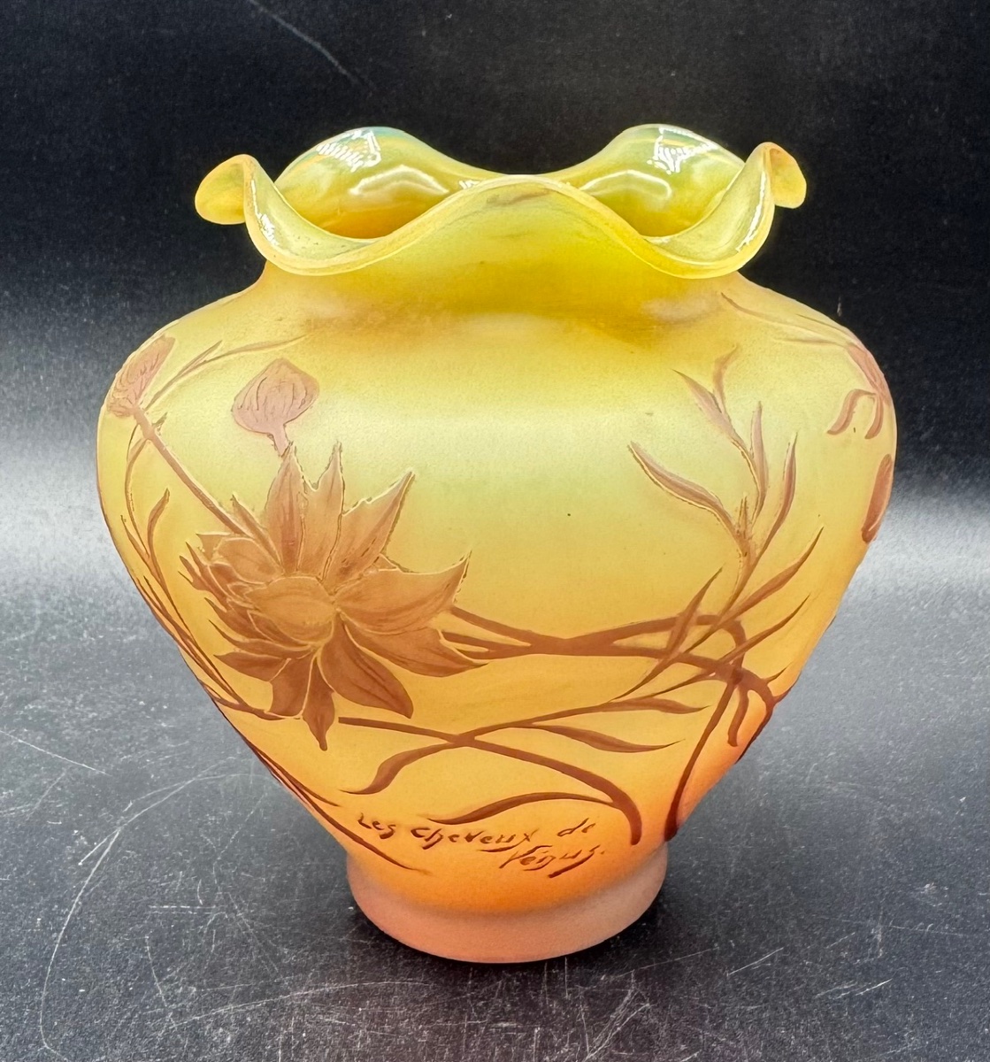 Pantin Crystal Works - "venus's Hair" Acid-etched Crystal Talking Vase