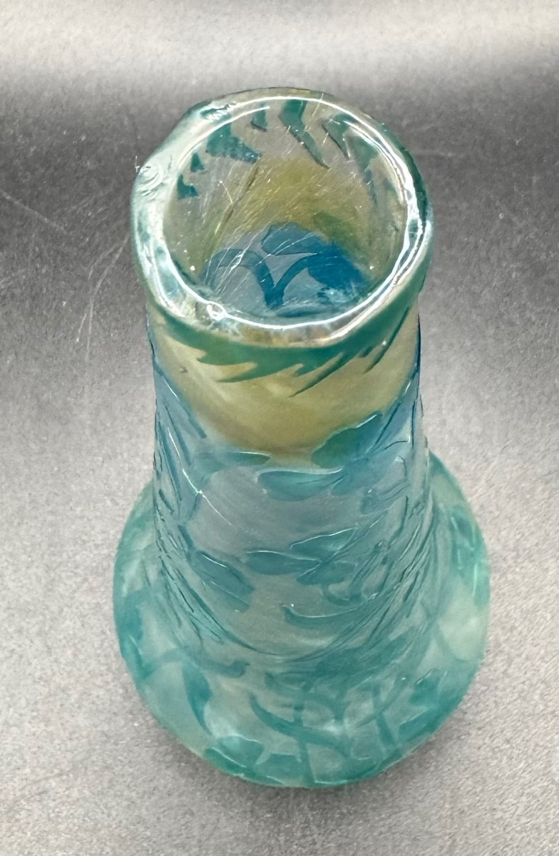 Pantin Glassworks - Vintage Art Nouveau Vase With Floral Design-photo-1