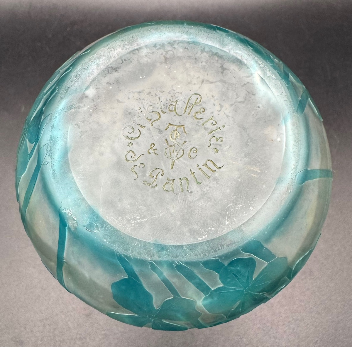 Pantin Glassworks - Vintage Art Nouveau Vase With Floral Design-photo-2