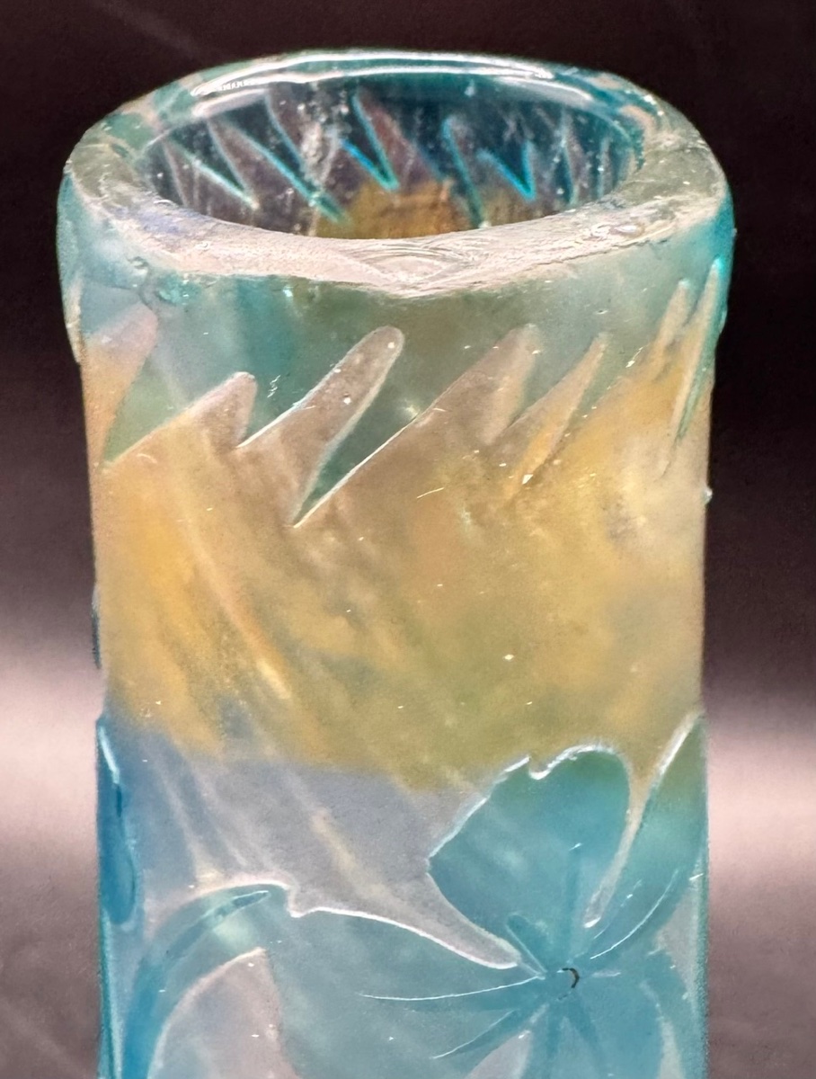 Pantin Glassworks - Vintage Art Nouveau Vase With Floral Design-photo-4