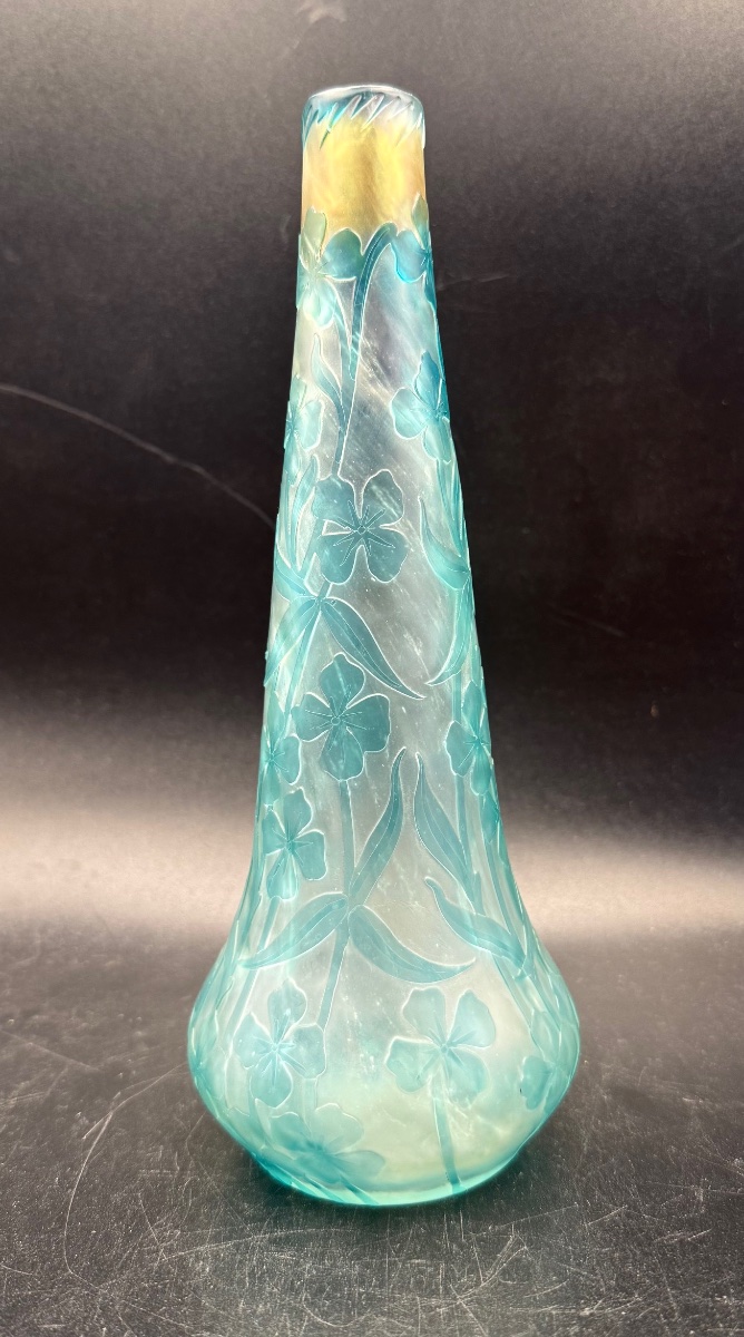 Pantin Glassworks - Vintage Art Nouveau Vase With Floral Design