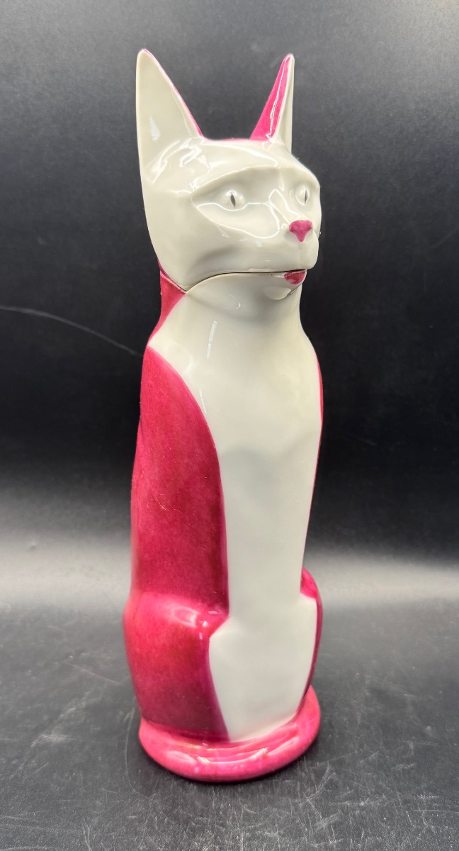 E.M.SANDOZ et Th HAVILAND Limoges - Grand flacon Chat - Porcelaine Art déco