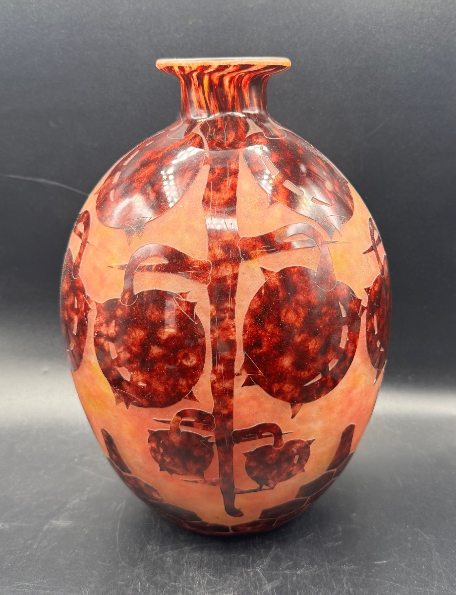 Charles Schneider - Le Verre Français - Vase With Chestnut Design