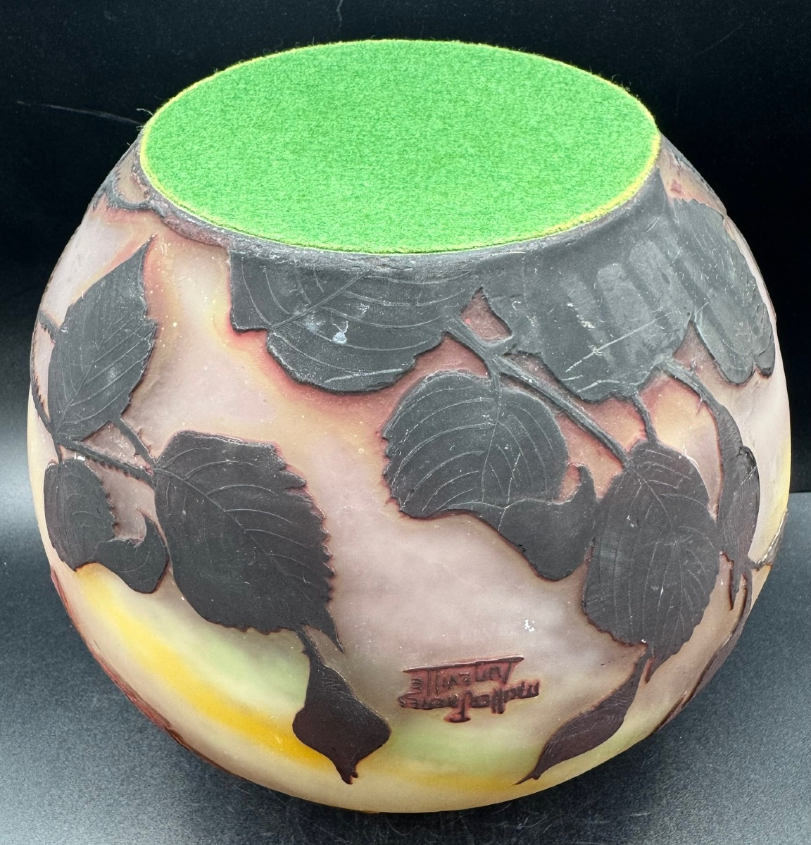 Muller Frères Luneville - Large Spherical Vase With Rose Decoration-photo-7