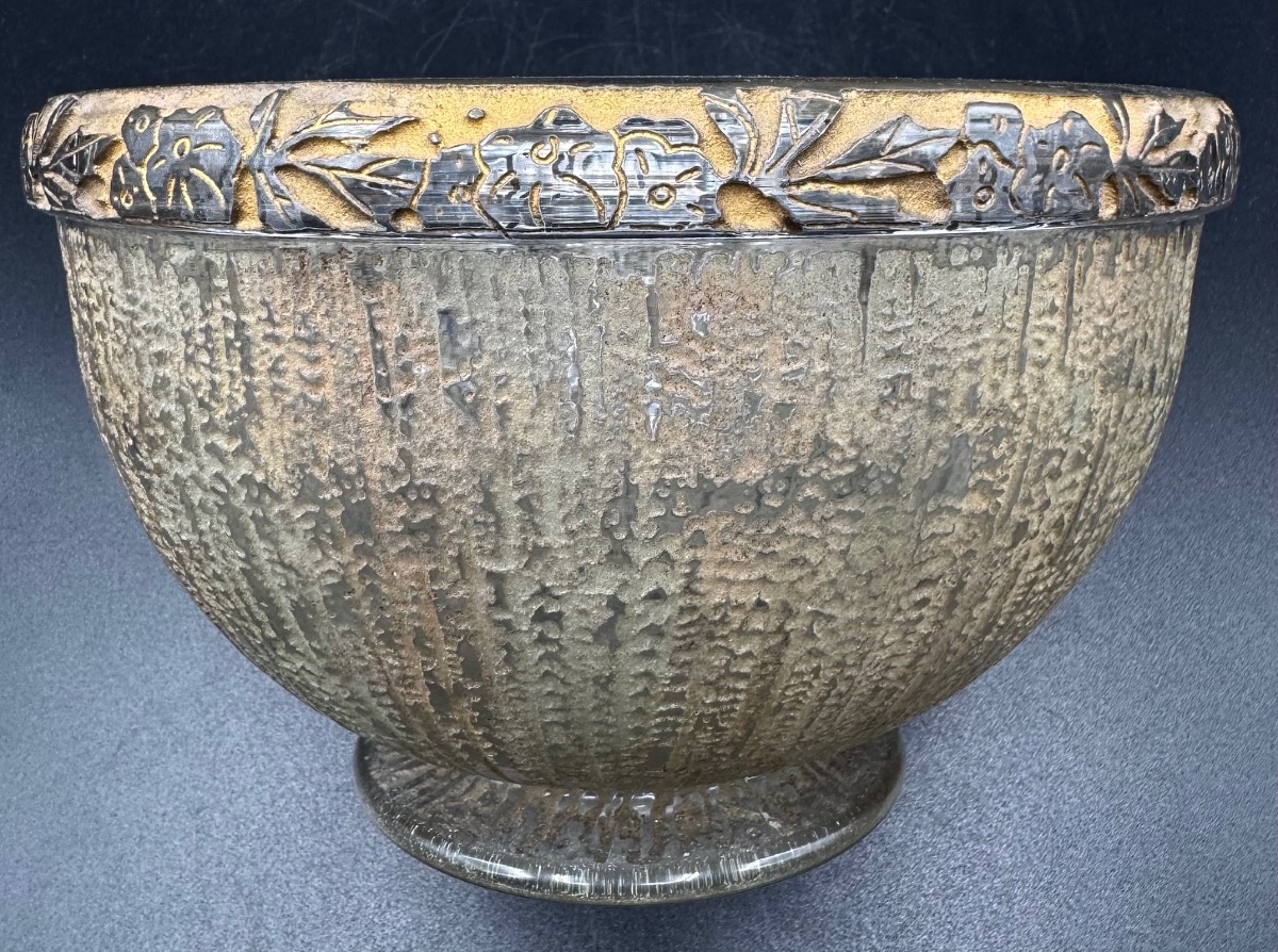 DAUM NANCY FRANCE - Coupe en verre givré et patiné - époque Art Déco-photo-1