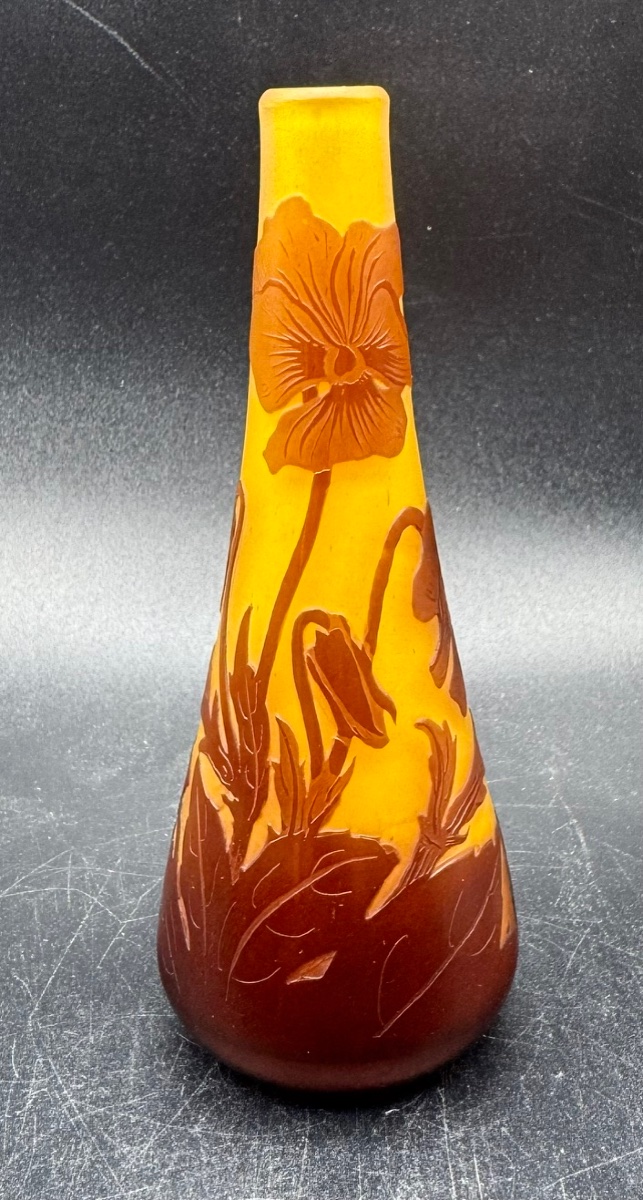 Émile GALLÉ Nancy - Petit vase soliflore à décor floral - époque Art Nouveau-photo-2