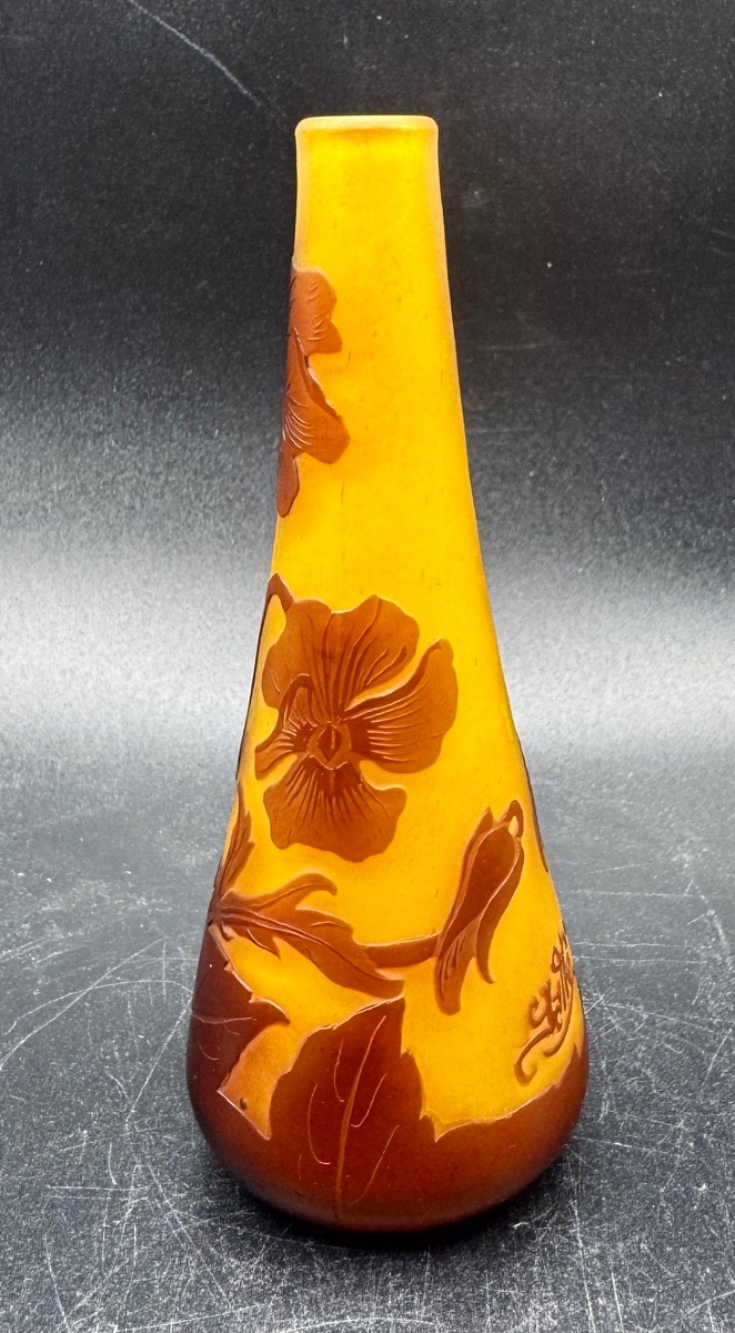 Émile GALLÉ Nancy - Petit vase soliflore à décor floral - époque Art Nouveau-photo-3