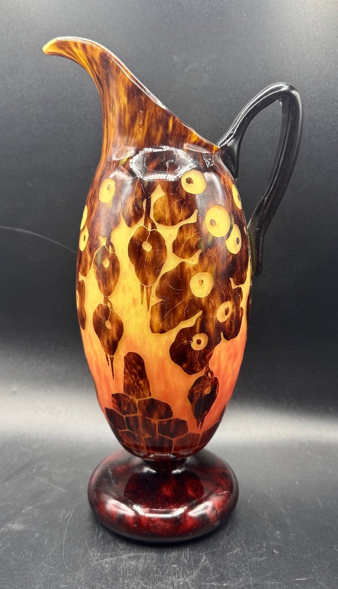 Charles Schneider - Le Verre Français - Art Deco Pitcher With Chestnut Design-photo-3
