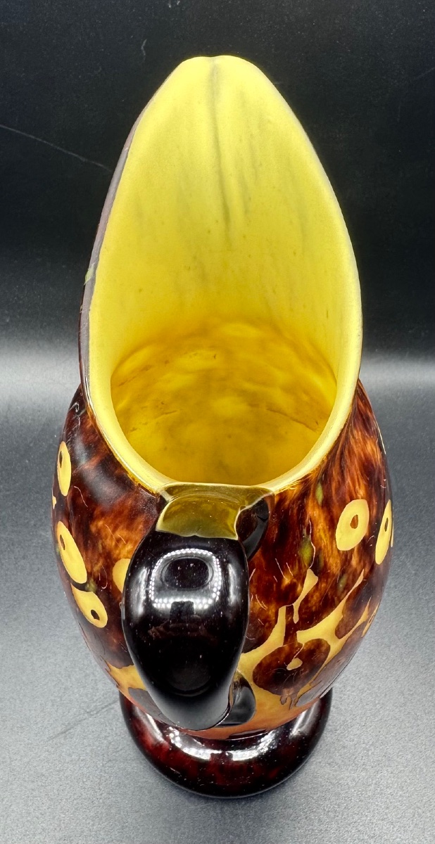 Charles Schneider - Le Verre Français - Art Deco Pitcher With Chestnut Design-photo-2