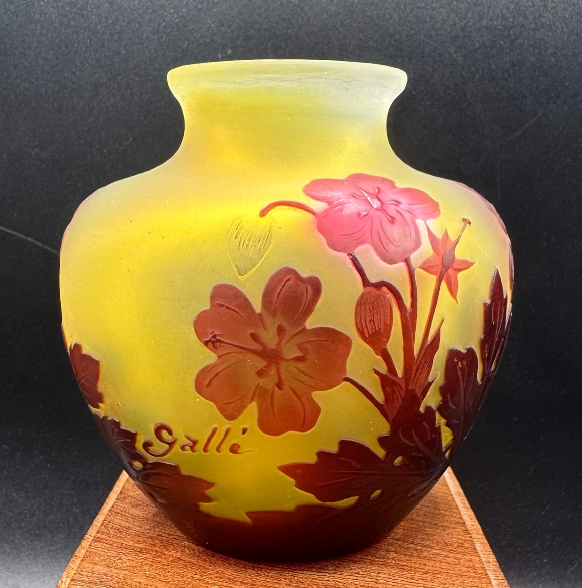 Émile Gallé Nancy - Vase à décor de pensées dégagées à l'acide - époque Art Nouveau-photo-2