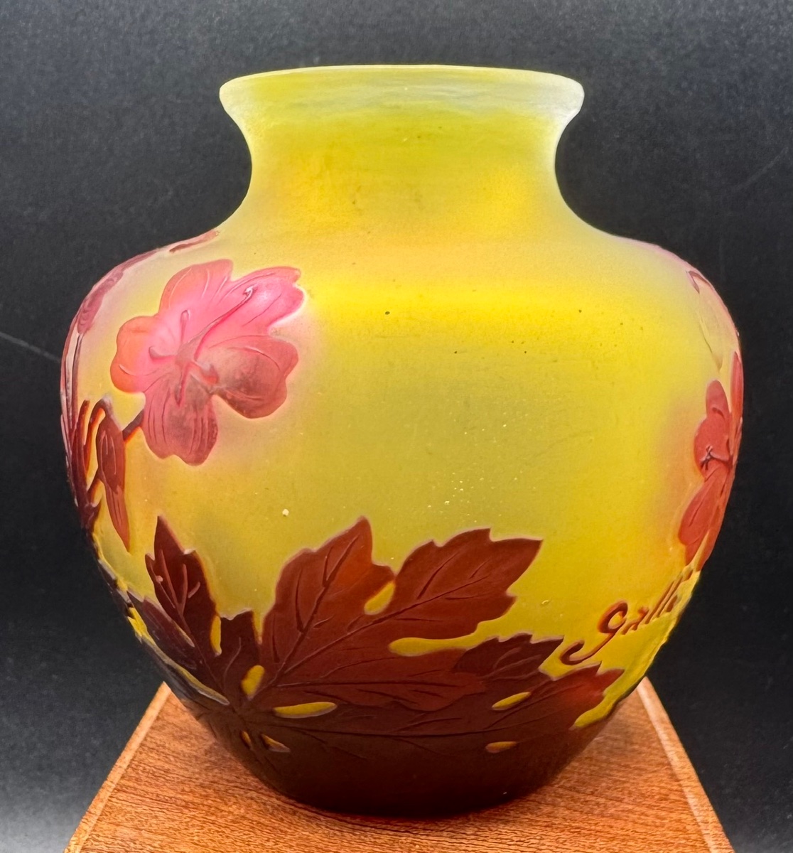 Émile Gallé Nancy - Vase à décor de pensées dégagées à l'acide - époque Art Nouveau-photo-3