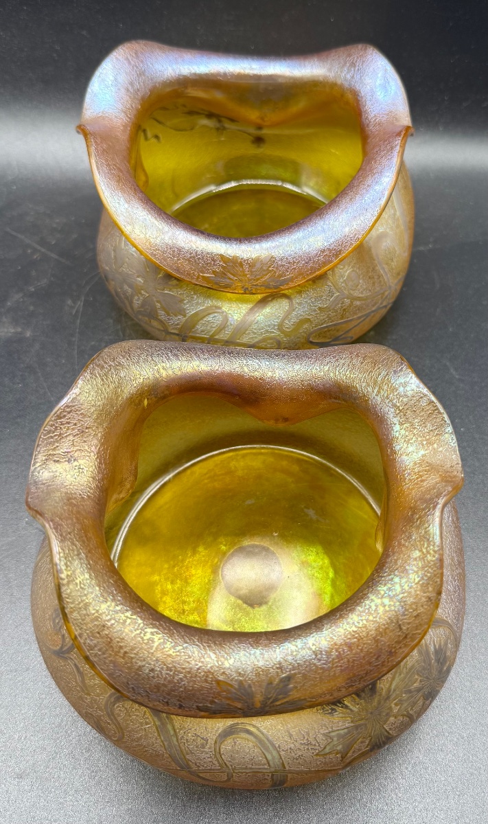 LOETZ Austria - Paire de vases Art nouveau dégagés à l'acide puis argentés-photo-2